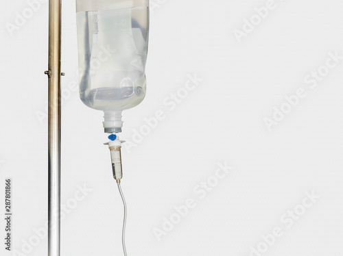 IV intravenous bag with dropper and tube dispose with medicine solution