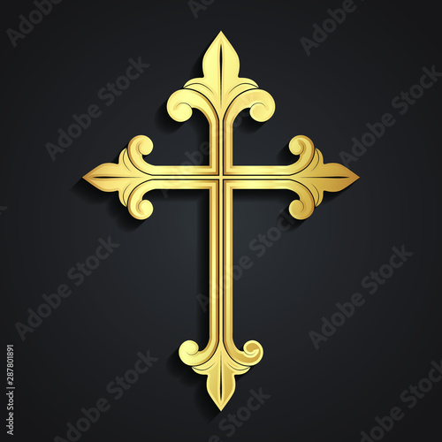 decorative golden 3d cross