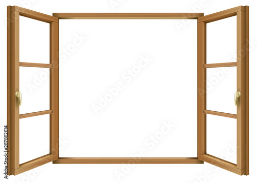 Wooden classic vintage open window