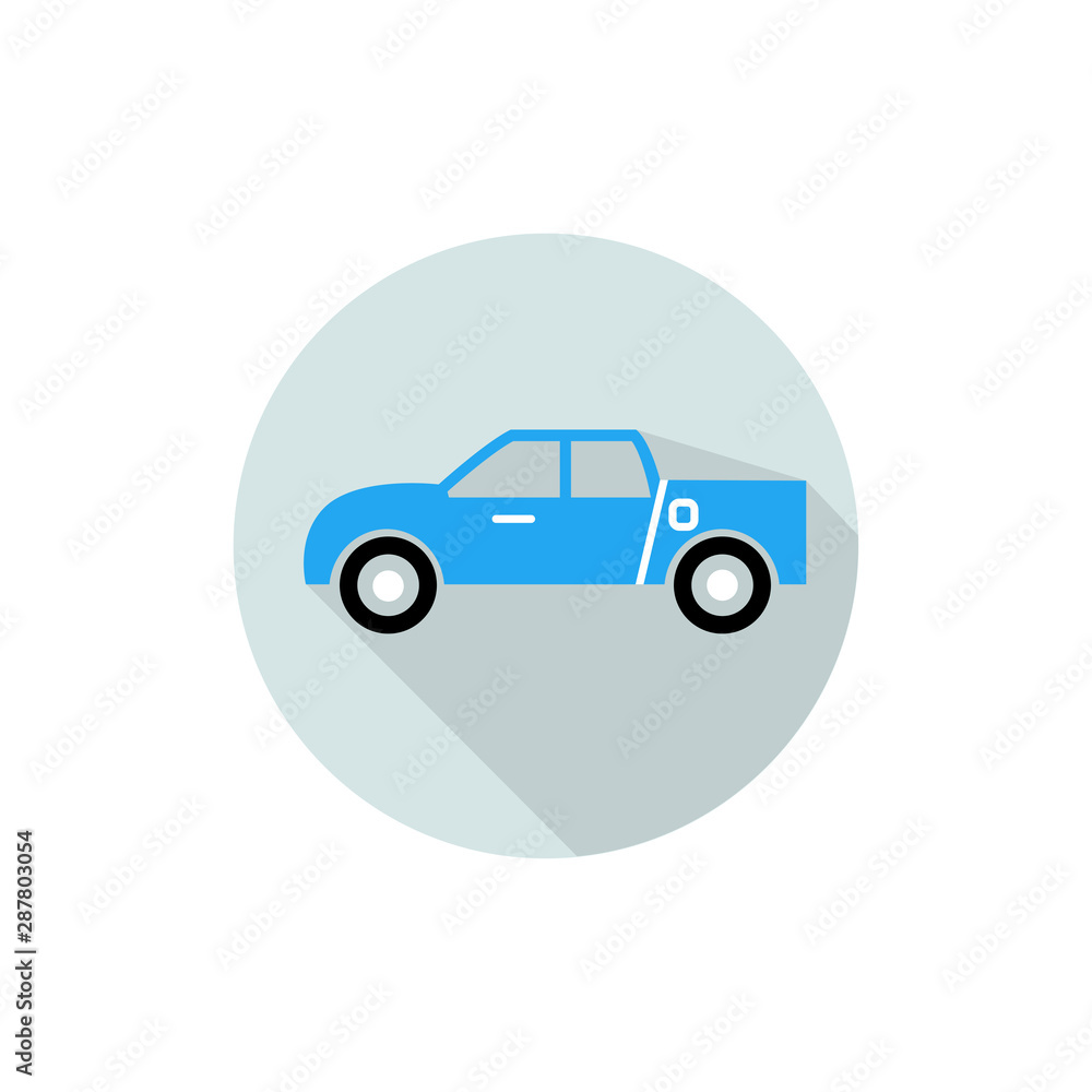 flat icon for pickup truck in blue background,vector illustrations flat icon for pickup truck in blue background,vector illustrations