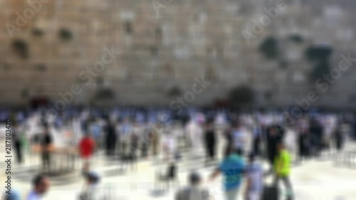 JERUSALEM, ISRAEL.  Jewish men praying at the Western wall in Jerusalem