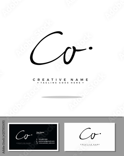 C O CO initial logo signature vector. Handwriting concept logo.