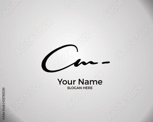C,M,CM initial logo signature vector. Handwriting concept logo.