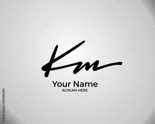 K M KM initial logo signature vector. Handwriting concept logo.
