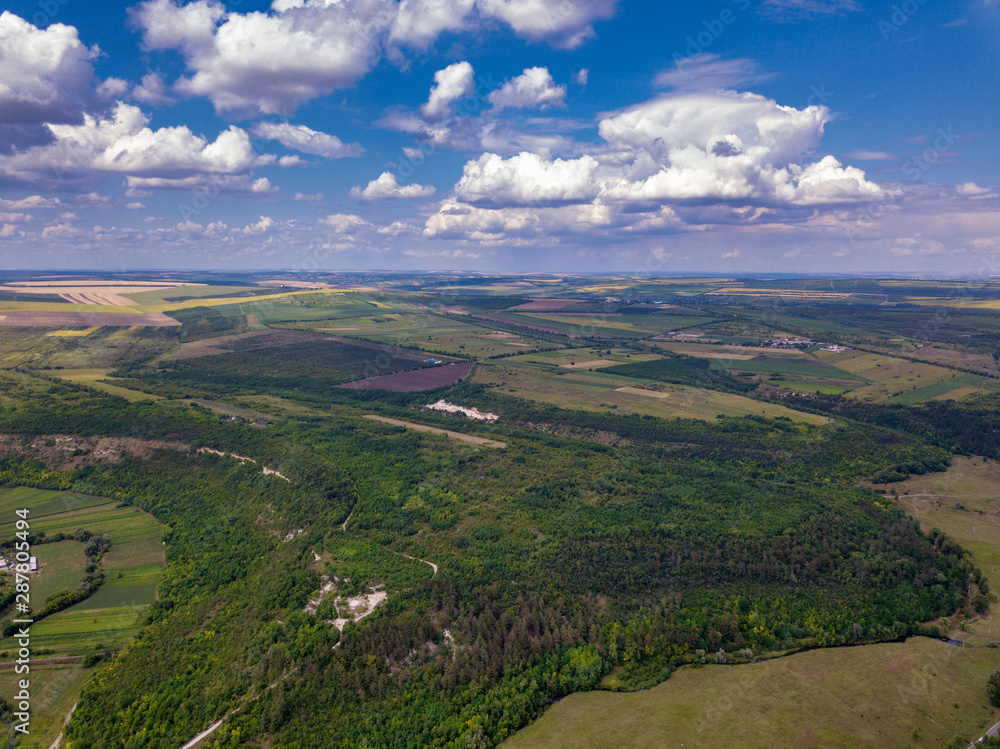 Aerial view of farm lands in Moldova republic of