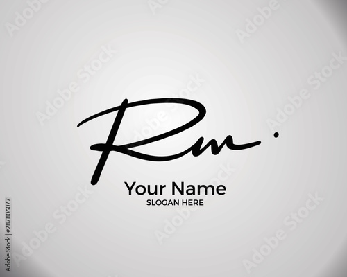 R M RM initial logo signature vector. Handwriting concept logo.