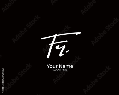 F R FR initial logo signature vector. Handwriting concept logo.