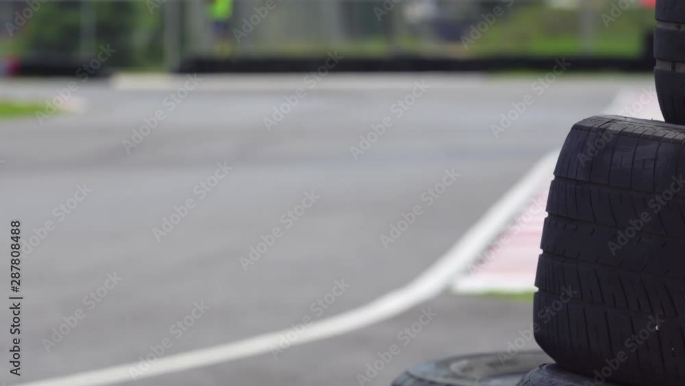 Go Karts racing increase speed in race track