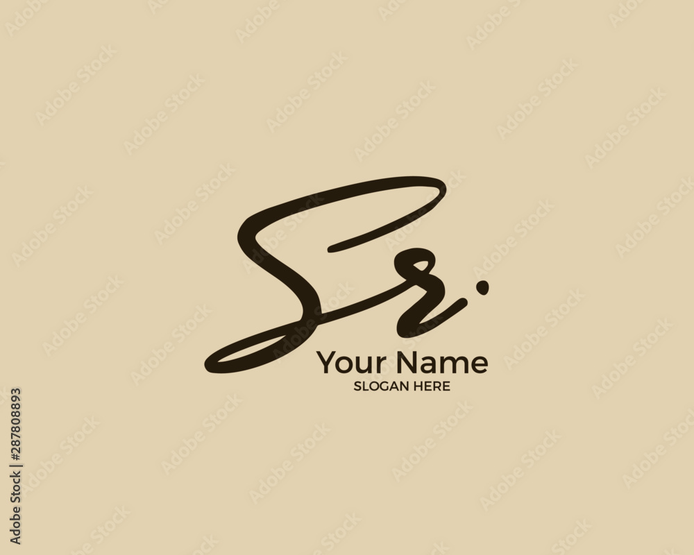 S R SR initial logo signature vector. Handwriting concept logo. Stock ...