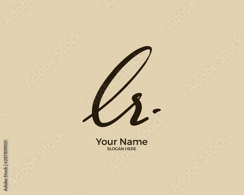 L R LR initial logo signature vector. Handwriting concept logo.