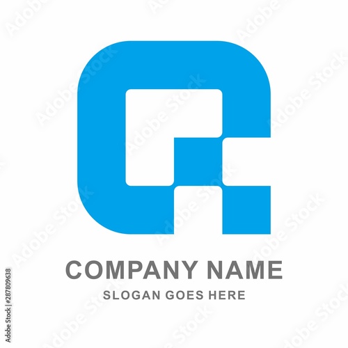 Monogram Letter Q Square Pixel Business Company Stock Vector Logo Design Template
