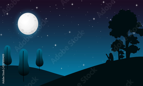 A night landscape concept background