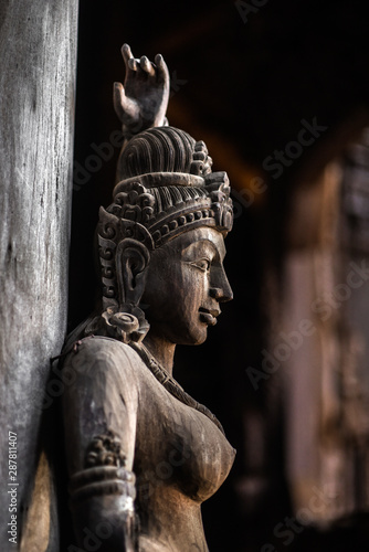 god goddess wood sculpture statue  exterior architecture  Sanctuary of Truth  Thailand