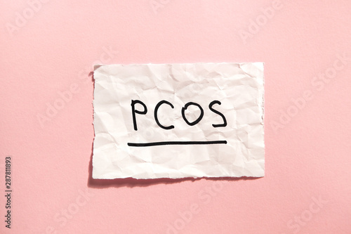 PCOS - Polycystic ovary syndrome, woman sickness lettering on pink photo