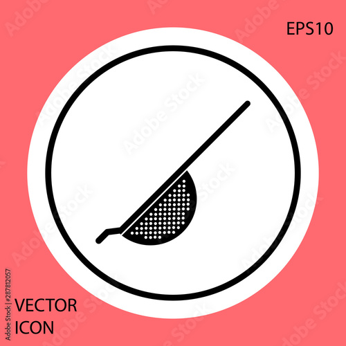 Black Kitchen colander icon isolated on red background. Cooking utensil. Cutlery sign. White circle button. Vector Illustration