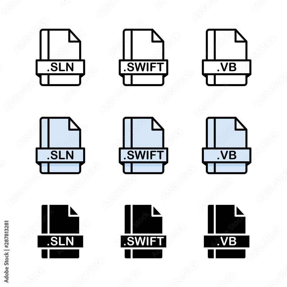 Set of Document File Formats and Labels icons. Vector illustration.