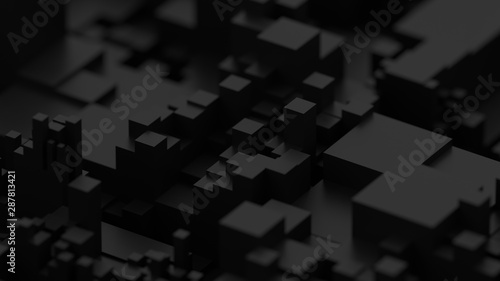 Abstract black background. Voxel background. Data center technology