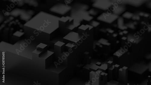 Abstract black background. Voxel background. Data center technology.