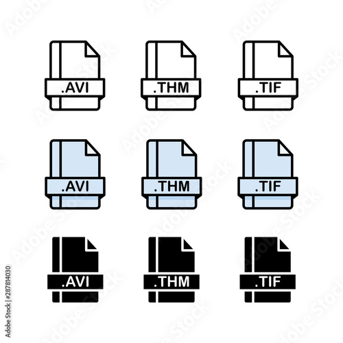 Set of Document File Formats and Labels icons. Vector illustration.