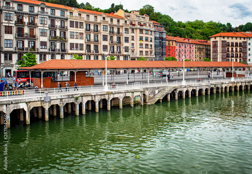 View of the Estuary of Bilbao crossing the city, in Bilbao, Spain