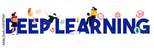 building a knowledge using deep learning vector illustration