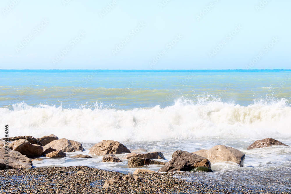 surf on the rocks, the sea horizon surf on the rocks, the sea horizon