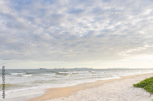 Empty beach and tropical sea with beautiful sky background.