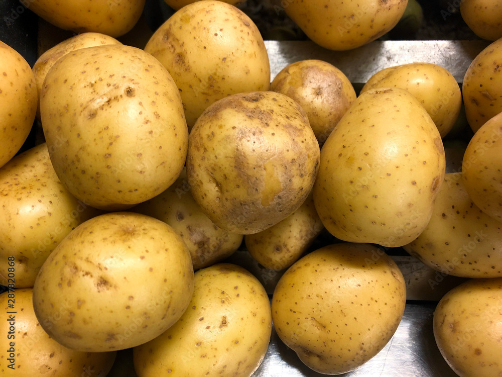Macro photo food root vegetable potatoes. Heap of potatos root. Close-up potatos texture. Macro potato Macro photo food root vegetable potatoes. Heap of potatos root. Close-up potatos texture. Macro potato