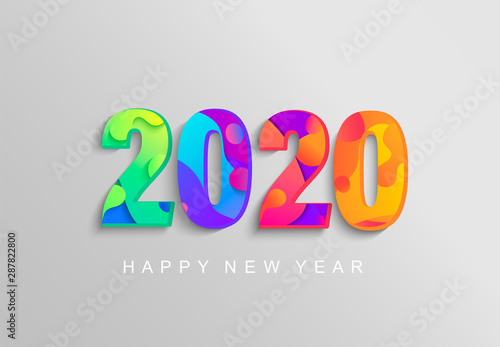 2020 New Year banner,logo,coloured emblem for your seasonal holidays flyers, greetings,invitations,christmas themed congratulations cards.Template for brochures,business diaries.Vector illustration.