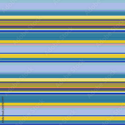 Thin and wide horizontal stripes seamless pattern. Yellow-green and stripes of blue shades.