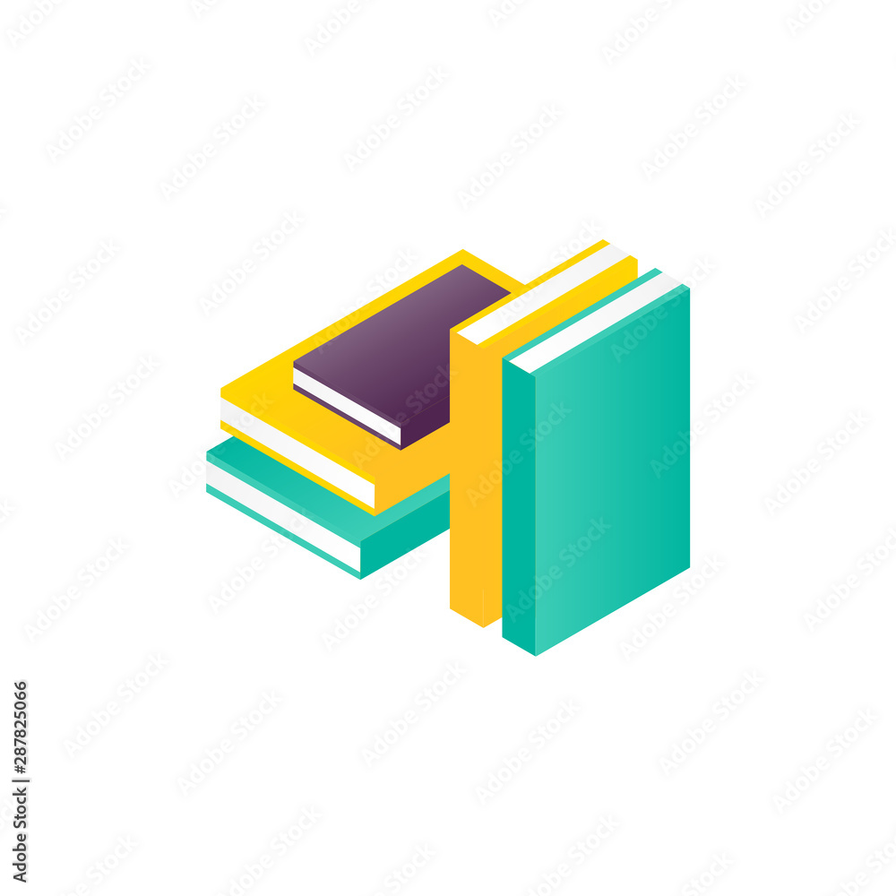 Isolated isometric illustration a stack of books Isolated isometric illustration a stack of books