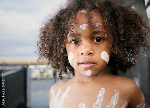 Portrait of boy looking at camera photo