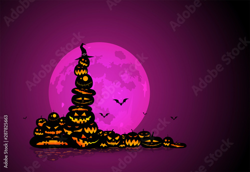 zucche di halloween, ammucchiate, folla, mucchio