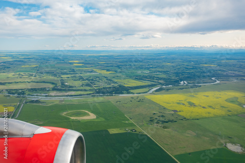 Aerial view of the Calgary rural landscape with Bow River photo