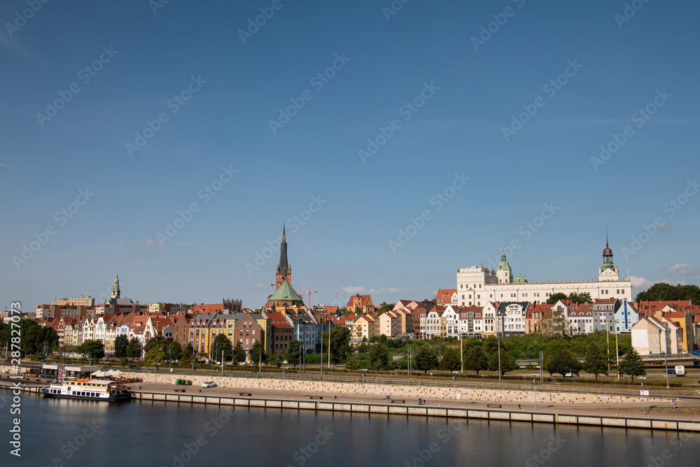 Obraz premium Panorama view of the city of Szczecin, northwest Poland.