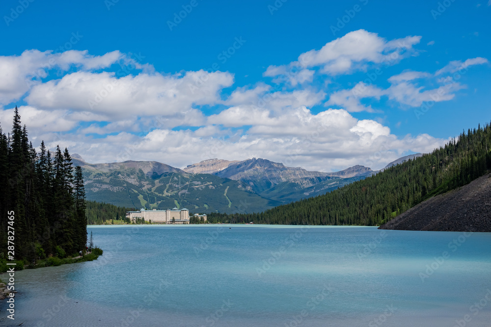 The beautiful Fairmont Chateau Lake Louise and Lake Louise