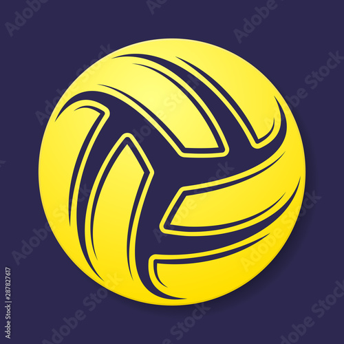 Yellow abstract volleyball symbol isolated on dark background