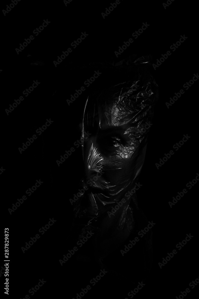 Obraz premium Black dark Latex Mask over Face
