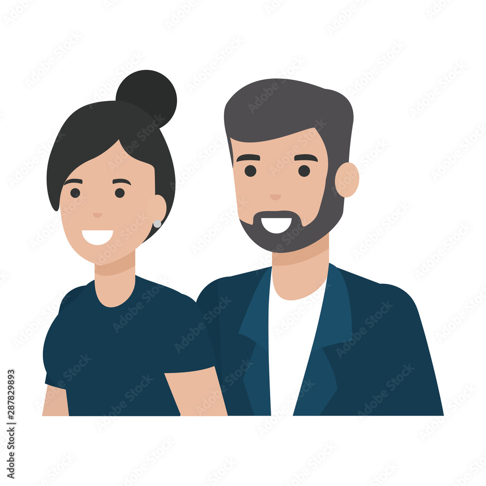 Couple of woman and man cartoon design Couple of woman and man cartoon design