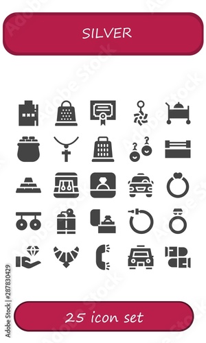 silver icon set