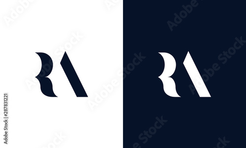 Abstract letter RA logo. This logo icon incorporate with abstract shape in the creative way. photo