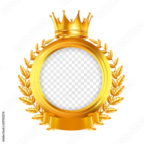 Crown And Laurel Wreath Realistic Frame