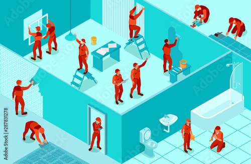 Isometric Home Repair Background