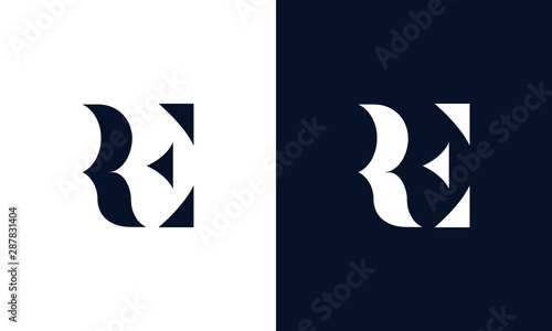 Abstract letter RE logo. This logo icon incorporate with abstract shape in the creative way. photo