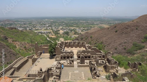 Mardan Takht-i-Bahi Throne of the Water Spring Panoramic View of the Buddhist Monastery on a Sunny Blue Sky Day photo