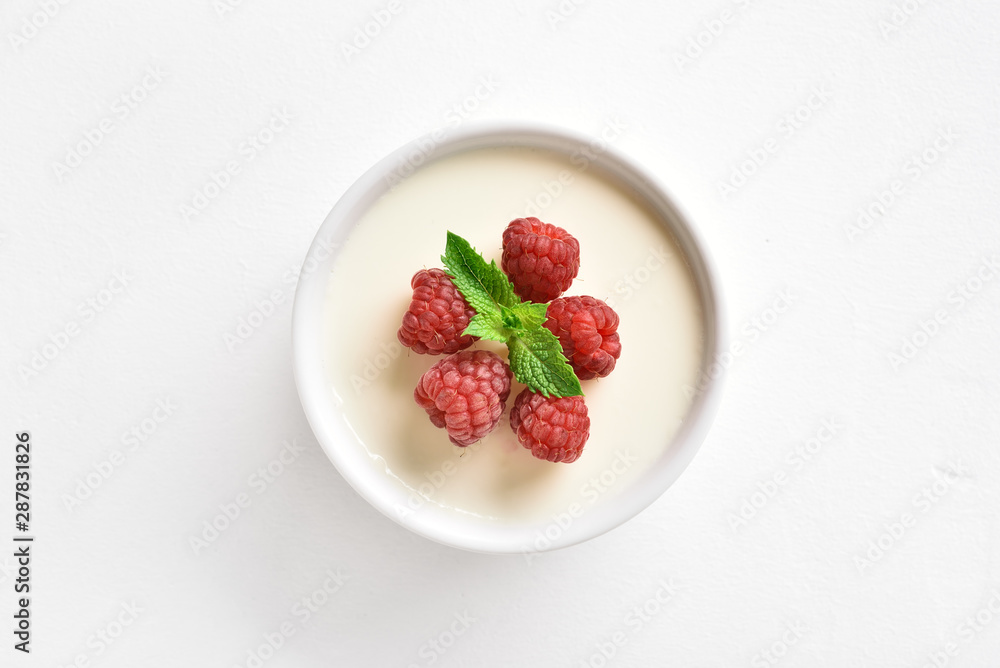 Panna cotta with fresh raspberries Panna cotta with fresh raspberries