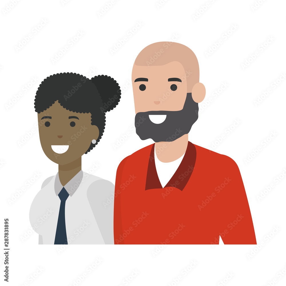 Couple of woman and man cartoon design Couple of woman and man cartoon design