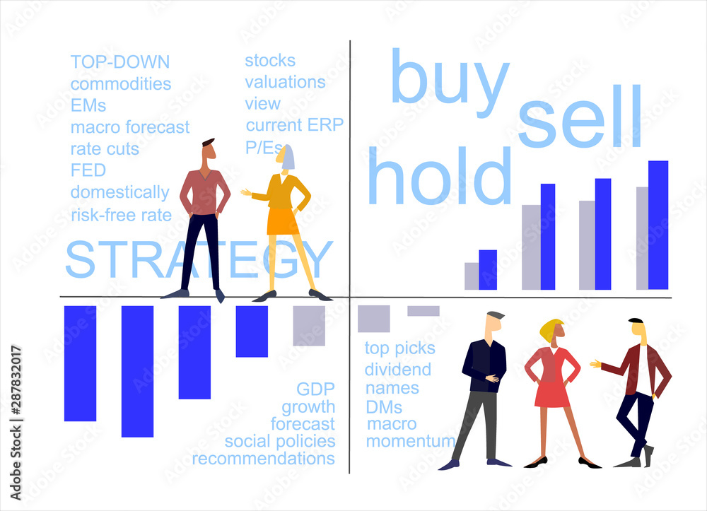 Equity strategy concept. Teamwork on stock market Equity strategy concept. Teamwork on stock market
