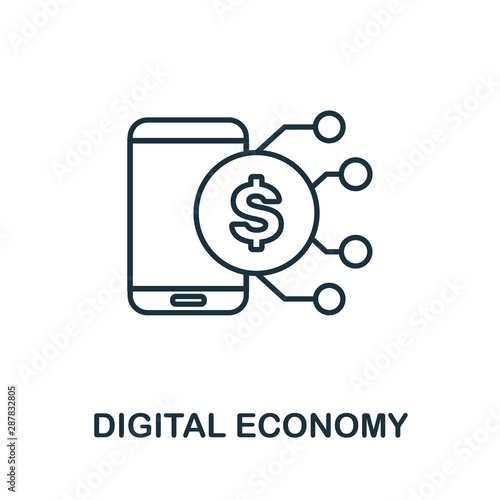 Digital Economy outline icon. Thin line concept element from fintech technology icons collection. Creative Digital Economy icon for mobile apps and web usage
