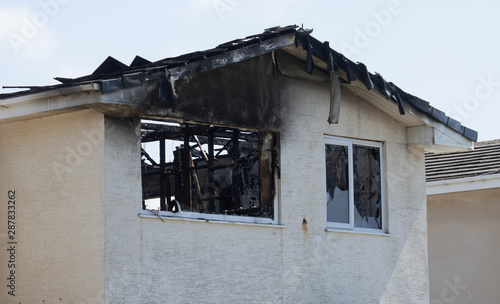 fire damaged house